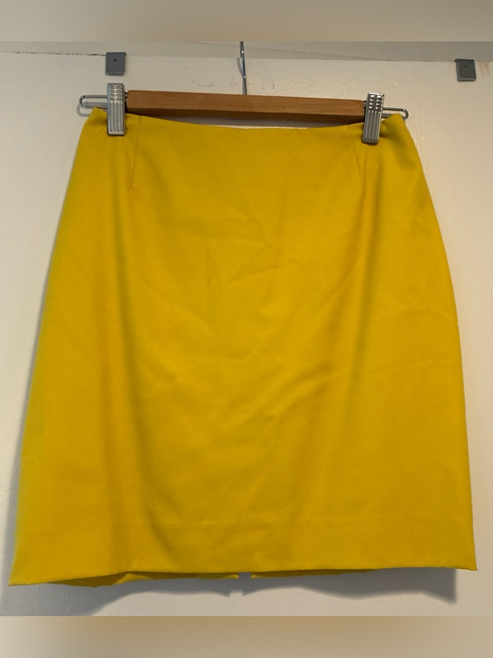 Vintage Escada Margaretha Ley Yellow Wool Designer Mini Pencil Skirt EU 34 US 2